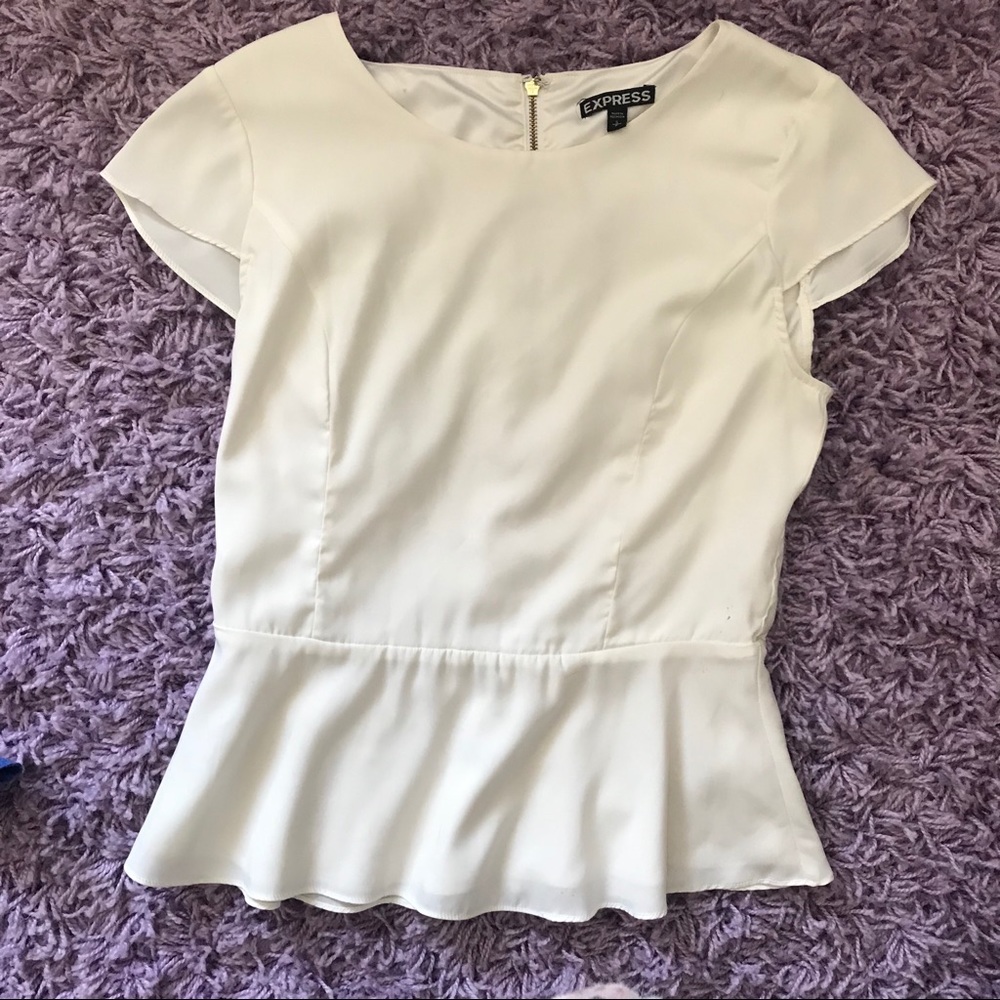 Express white peplum top with cap sleeves